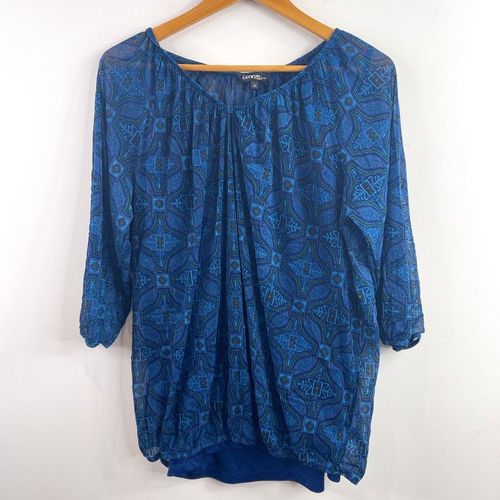 George Woman Blue 2 Piece Pullover Blouse Plus Size 2X